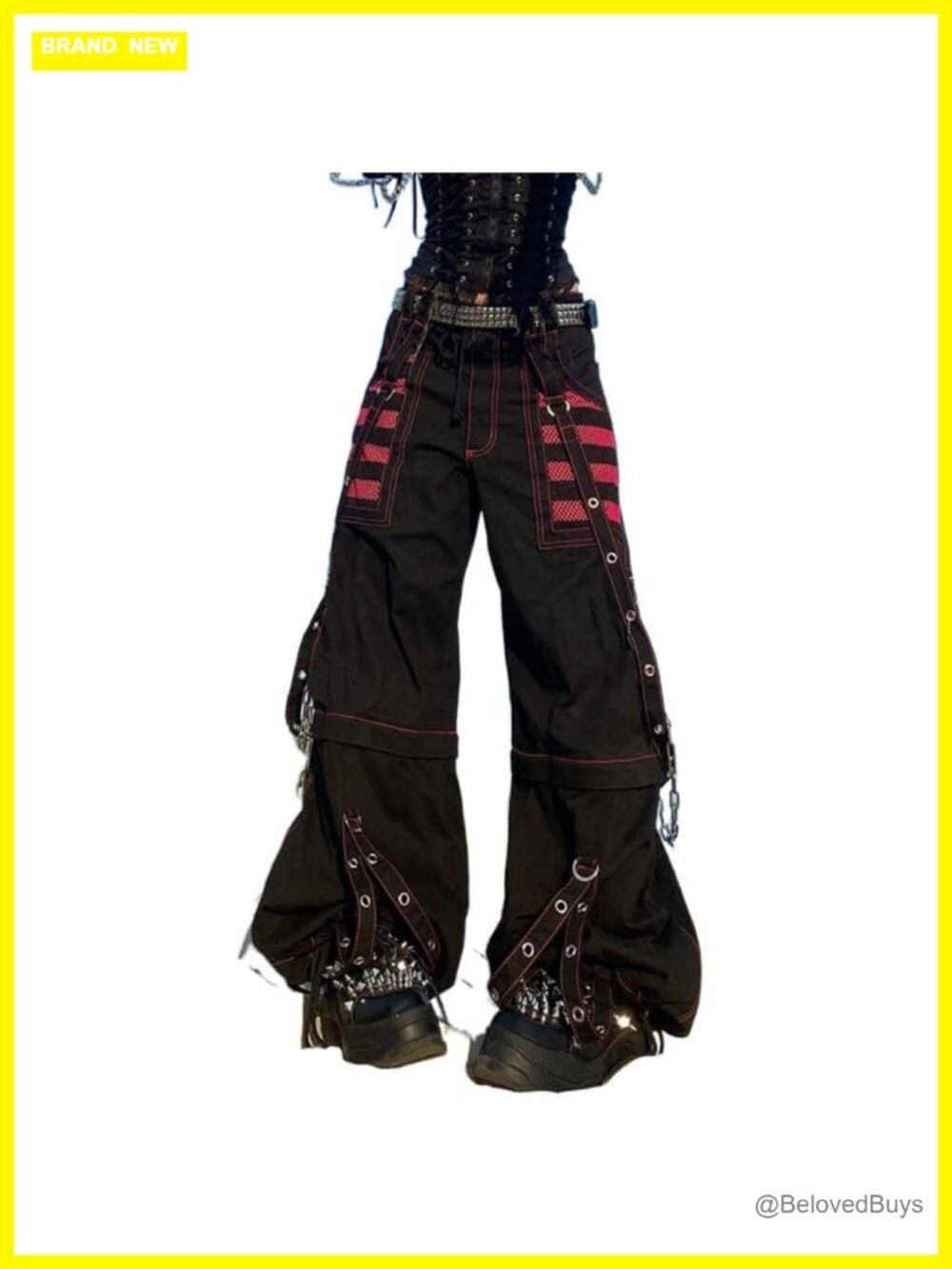 Y2K Baggy Bell Bottom Wide Leg Jeans Goth Punk Emo Harajuku Grunge Pants